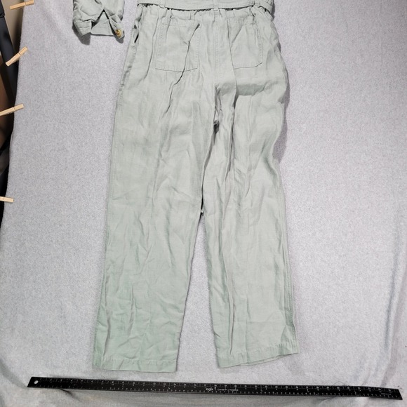 Soft Surroundings Jumpsuit Womens 12 Green Linen Kerry Coastal Resort Cruise - Picture 15 of 16
